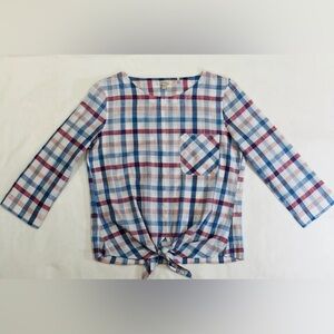 Barbour Women Coastal Collection Gingham Tie Front Top Size 4